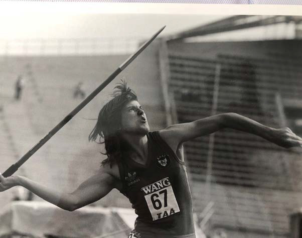 Jo Cubit throwing javelin
