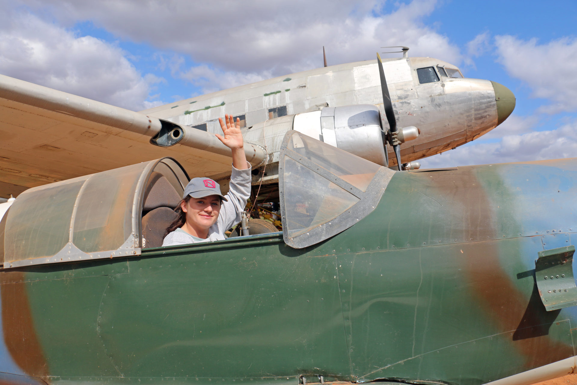 Zoe Walker in replica spitfire