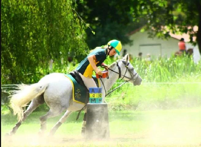 Jamie Kah competing in mounted games