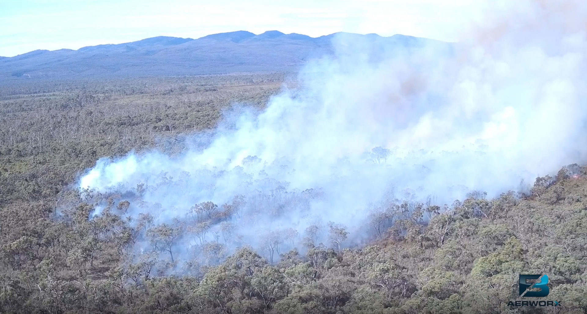 Drone footage screenshot, Syphon Rd burn 31 August 2021