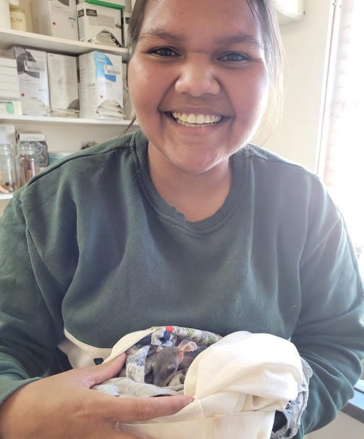 Shoni Smith with baby bilby