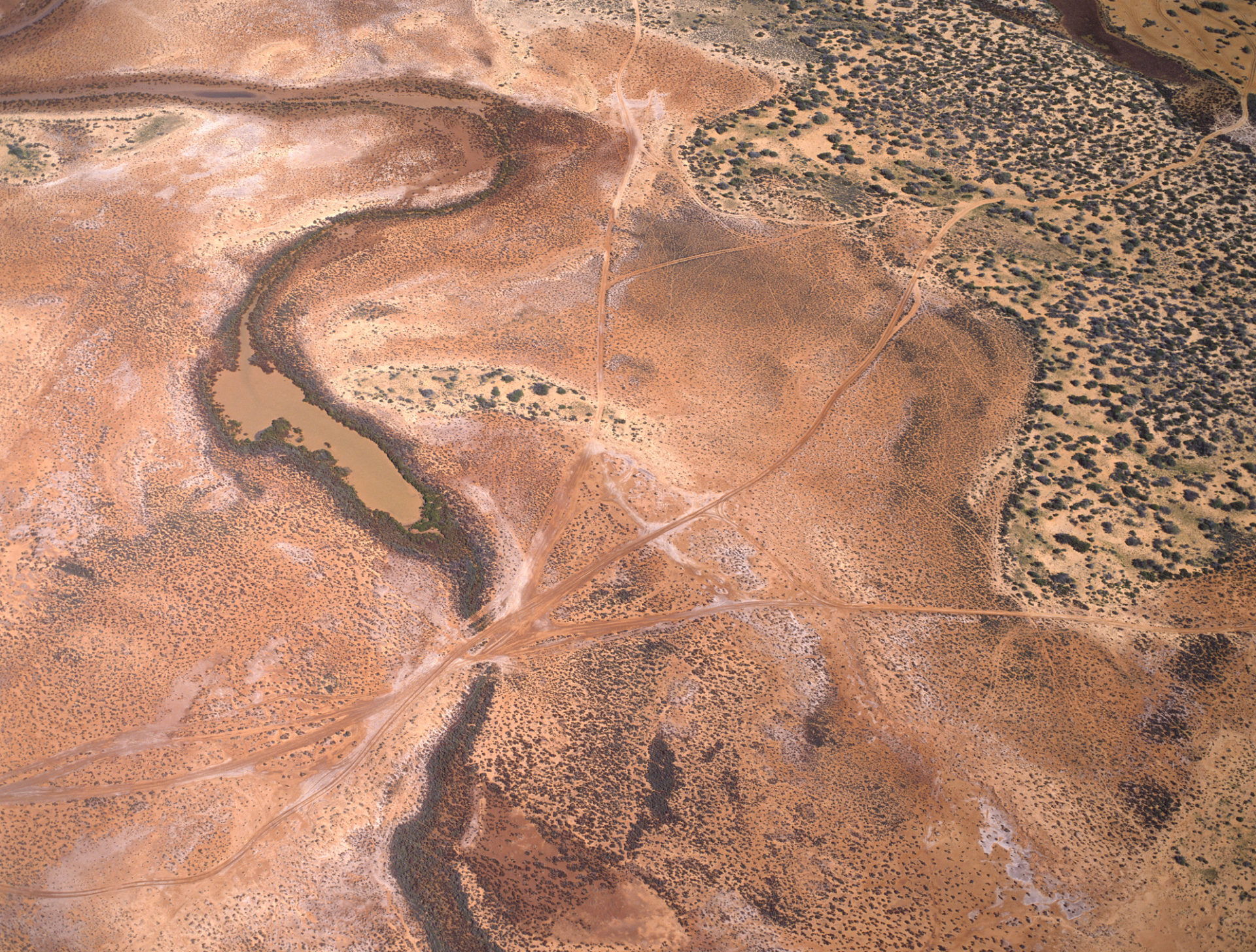Aerial view of desert country north of Carnarvon