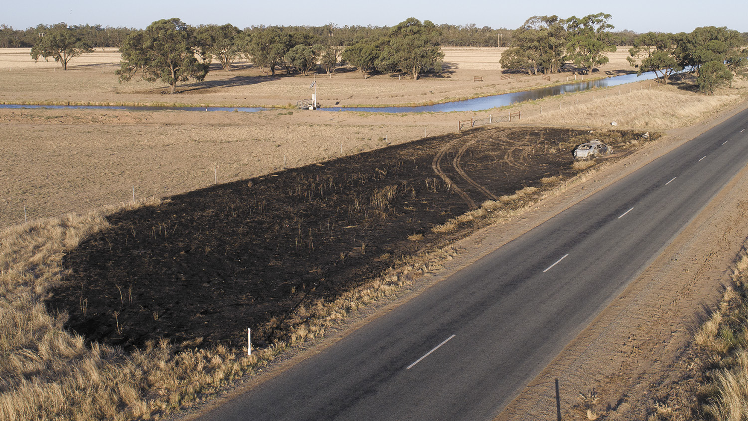 Burnt road side