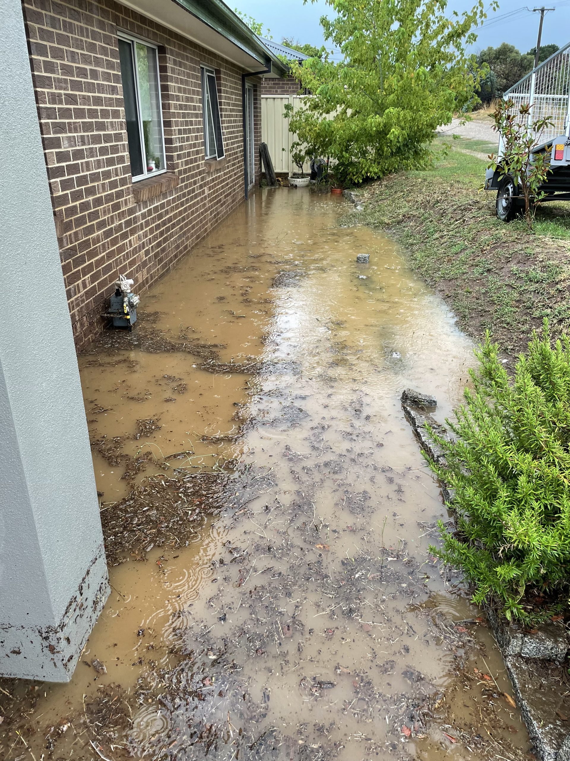Outside flooded house
