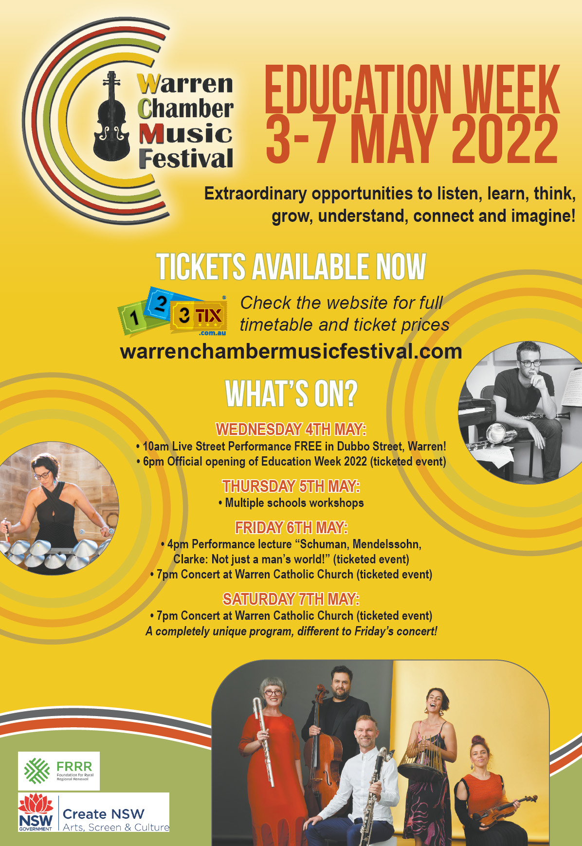 Warren Chamber Music Festival Education Week poster