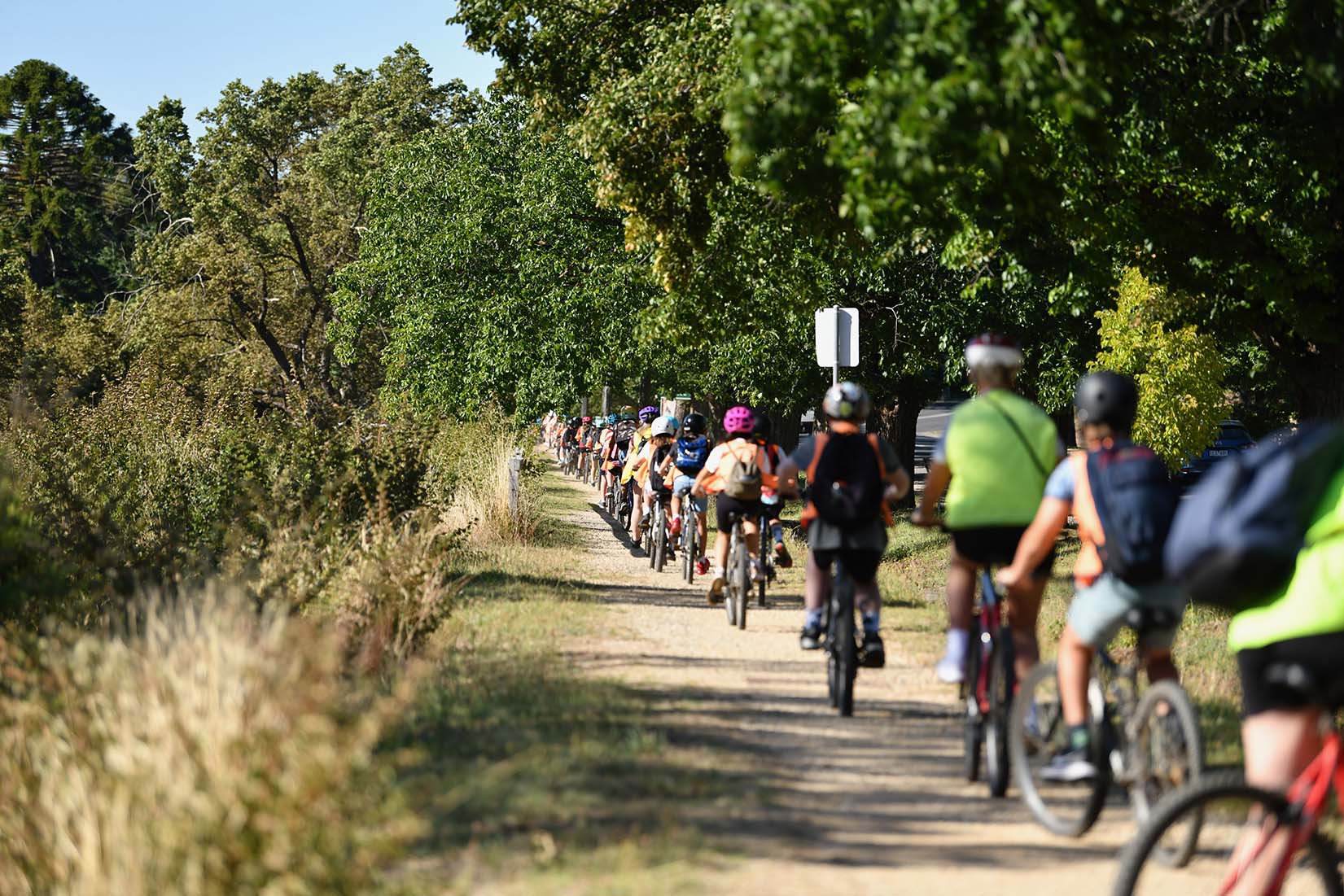 School campers on bikes