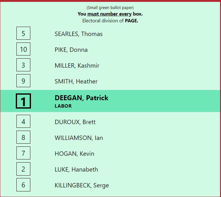 Labor how to vote card