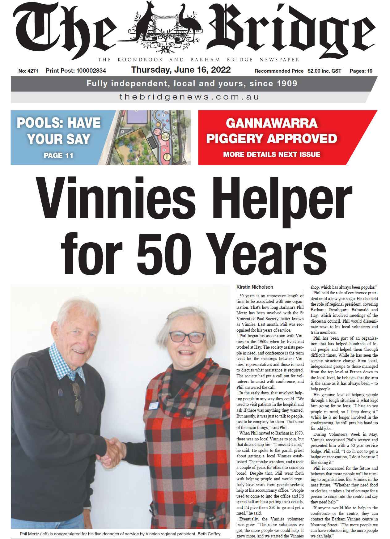 The Koondrook and Barham Bridge Newspaper 16 June 2022