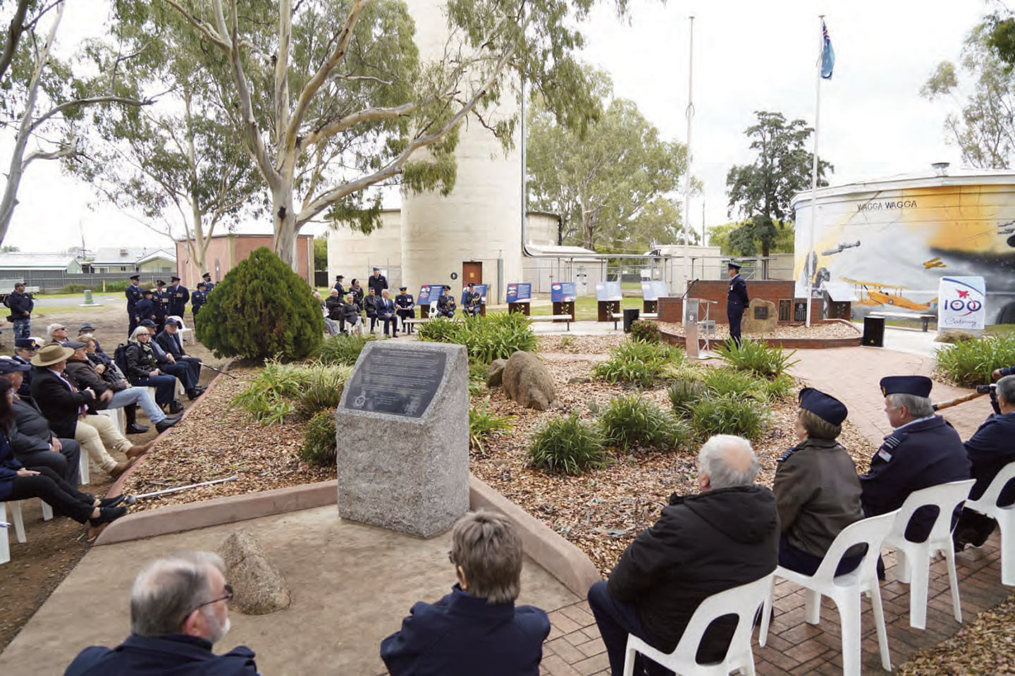 The crowd at the official ceremony for the opening of the Empire Air Training Scheme Memorial at Wagga’s RAAF Base last week.