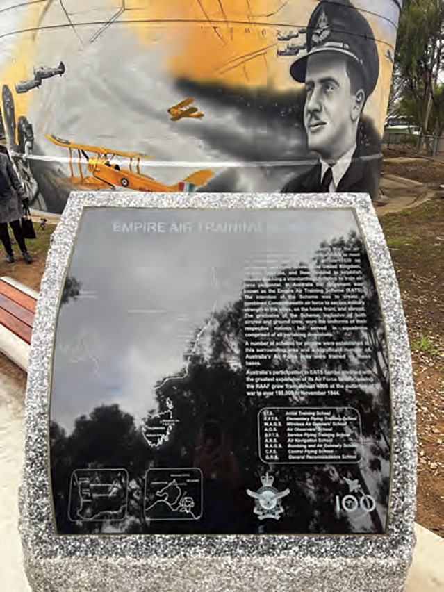 A plaque bearing the name of the No 8 EFTS and other facilities.   