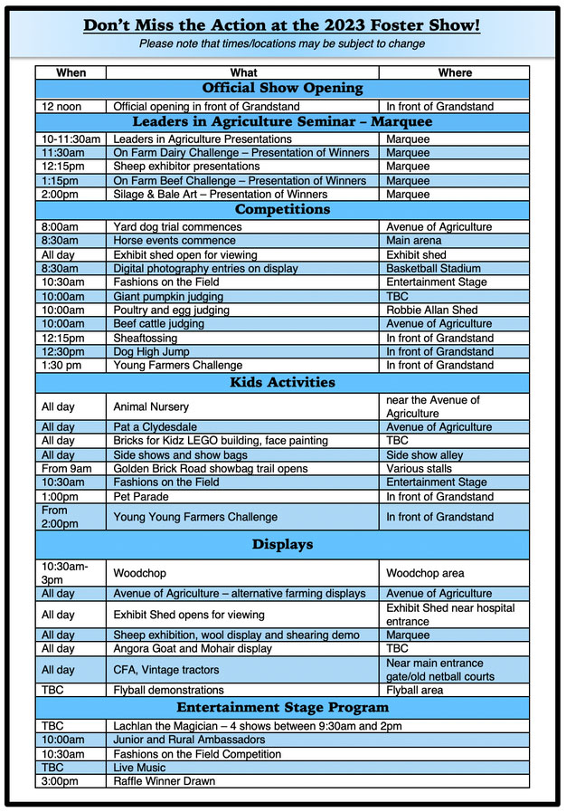 Foster Show program
