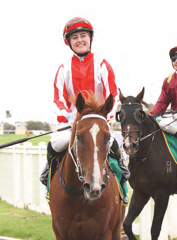 Hannah Edgley returns to the mounting yard, after her win on Bangerang Redback at Donald recently. (Photos by Matt Rigby.)