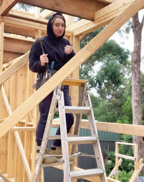 Sophie Sarre, working at Tim Rickard Constructions.