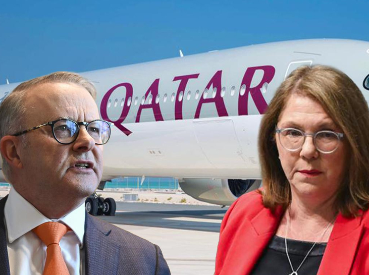 Collage of plane and politicians