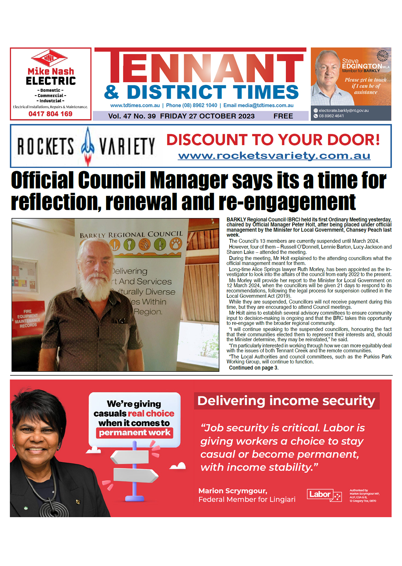 Tennant & District Times 27 October 2023