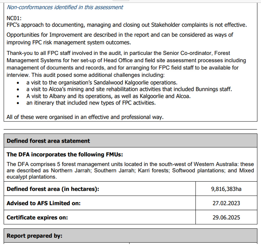 FPC Report excerpt