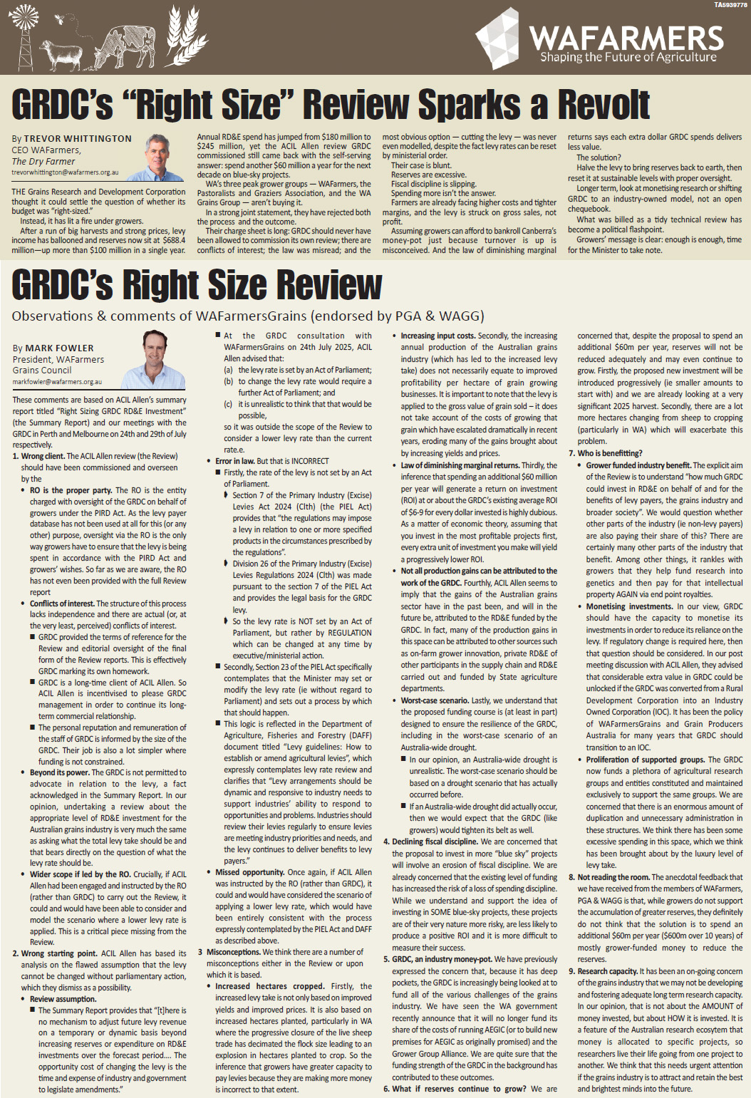 WAFarmers GRDC Right Size Review
