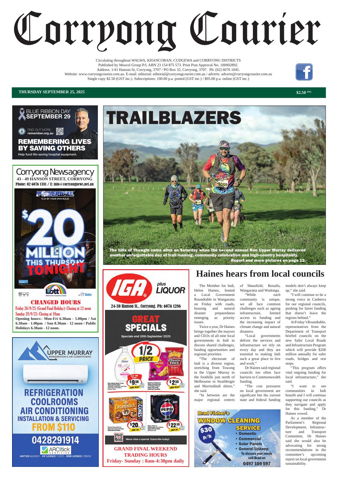 Corryong Courier, 25 September 2025