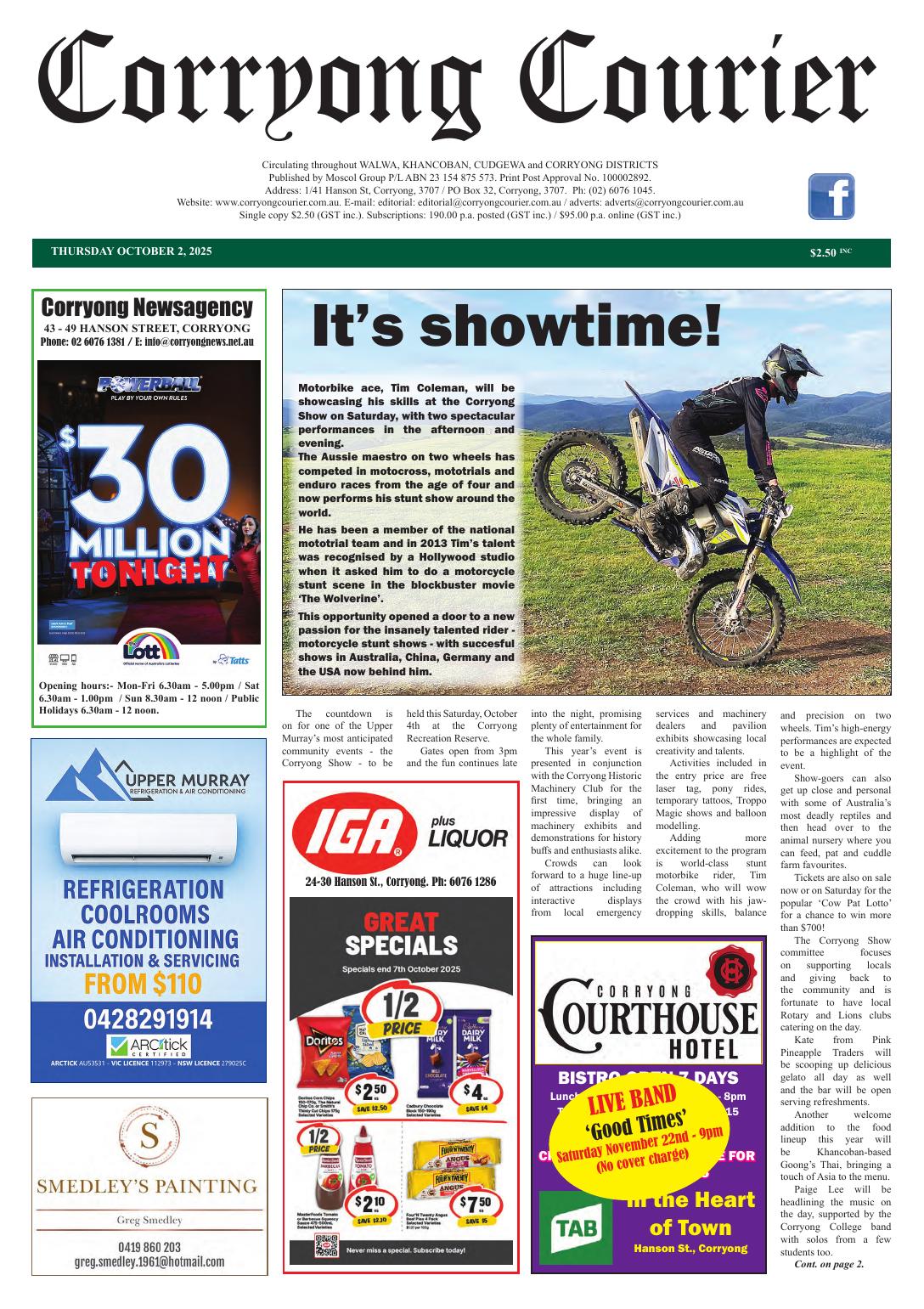 Corryong Courier, 2 October 2025