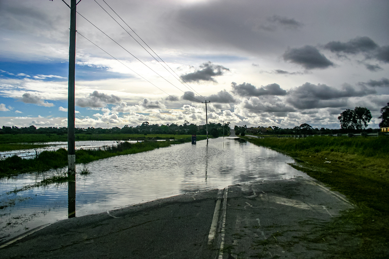 Flood damaged road