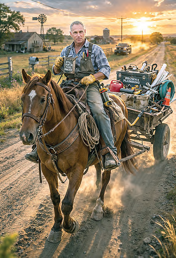 Taking a light hearted look at the fuel crisis, Corryong business Browns Plumbing is preparing for further pain at the bowser