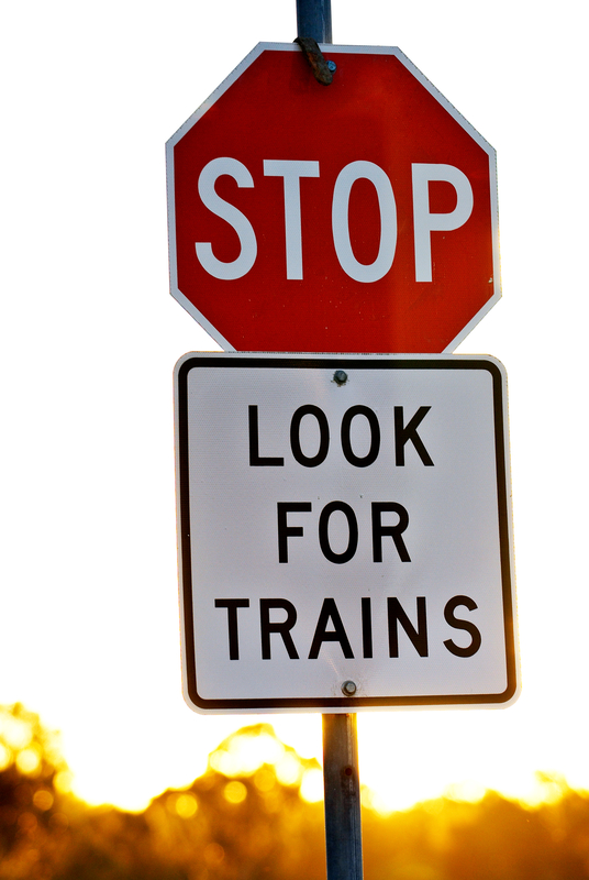 Look for trains sign
